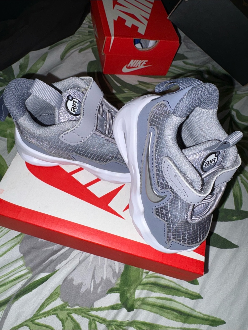 Nike Kids Silver/Gray Air Slip-On Sneakers